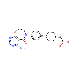 Nc1ncnc2c1C(=O)N(c1ccc([C@H]3CC[C@@H](CC(=O)O)CC3)cc1)CCO2 ZINC000116139756