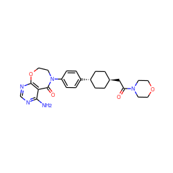 Nc1ncnc2c1C(=O)N(c1ccc([C@H]3CC[C@H](CC(=O)N4CCOCC4)CC3)cc1)CCO2 ZINC000261084938