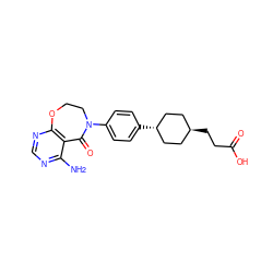 Nc1ncnc2c1C(=O)N(c1ccc([C@H]3CC[C@H](CCC(=O)O)CC3)cc1)CCO2 ZINC000261170562