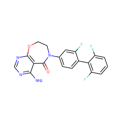 Nc1ncnc2c1C(=O)N(c1ccc(-c3c(F)cccc3F)c(F)c1)CCO2 ZINC000169324844