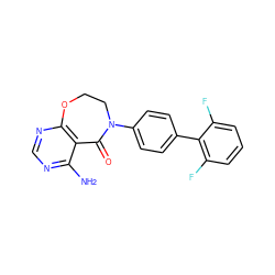 Nc1ncnc2c1C(=O)N(c1ccc(-c3c(F)cccc3F)cc1)CCO2 ZINC000072317386