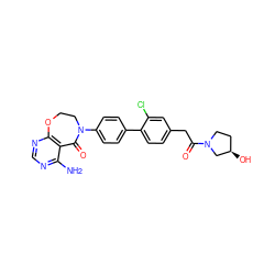 Nc1ncnc2c1C(=O)N(c1ccc(-c3ccc(CC(=O)N4CC[C@@H](O)C4)cc3Cl)cc1)CCO2 ZINC000145343649