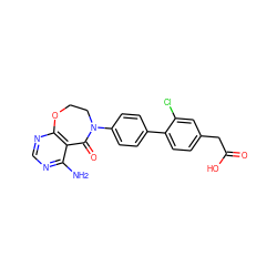 Nc1ncnc2c1C(=O)N(c1ccc(-c3ccc(CC(=O)O)cc3Cl)cc1)CCO2 ZINC000144977633