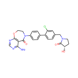 Nc1ncnc2c1C(=O)N(c1ccc(-c3ccc(CN4CC[C@H](O)C4=O)cc3Cl)cc1)CCO2 ZINC000145790382