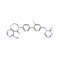 Nc1ncnc2c1C(=O)N(c1ccc(-c3ccc(Cn4cccnc4=O)cc3Cl)cc1)CCO2 ZINC000144794140