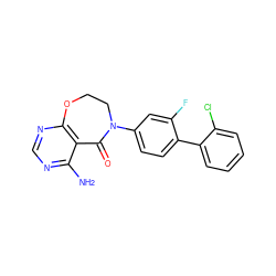 Nc1ncnc2c1C(=O)N(c1ccc(-c3ccccc3Cl)c(F)c1)CCO2 ZINC000072317389