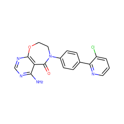 Nc1ncnc2c1C(=O)N(c1ccc(-c3ncccc3Cl)cc1)CCO2 ZINC000169324846