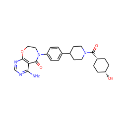 Nc1ncnc2c1C(=O)N(c1ccc(C3CCN(C(=O)[C@H]4CC[C@@H](O)CC4)CC3)cc1)CCO2 ZINC000253634178