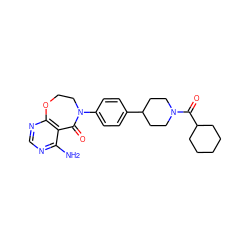 Nc1ncnc2c1C(=O)N(c1ccc(C3CCN(C(=O)C4CCCCC4)CC3)cc1)CCO2 ZINC000096282567