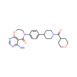 Nc1ncnc2c1C(=O)N(c1ccc(C3CCN(C(=O)C4CCOCC4)CC3)cc1)CCO2 ZINC000096282568