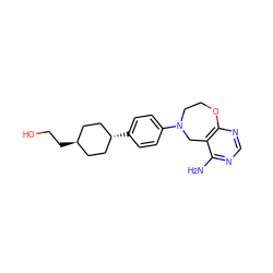 Nc1ncnc2c1CN(c1ccc([C@H]3CC[C@H](CCO)CC3)cc1)CCO2 ZINC000261131164