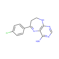 Nc1ncnc2c1N=C(c1ccc(Cl)cc1)CCN2 ZINC000029049570