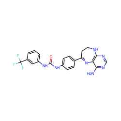 Nc1ncnc2c1N=C(c1ccc(NC(=O)Nc3cccc(C(F)(F)F)c3)cc1)CCN2 ZINC000029049403