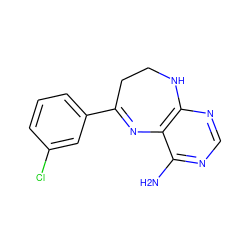 Nc1ncnc2c1N=C(c1cccc(Cl)c1)CCN2 ZINC000029049588