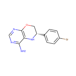 Nc1ncnc2c1N[C@@H](c1ccc(Br)cc1)CO2 ZINC000169307724