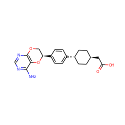 Nc1ncnc2c1O[C@H](c1ccc([C@H]3CC[C@H](CC(=O)O)CC3)cc1)CO2 ZINC000253802984