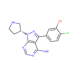 Nc1ncnc2c1c(-c1ccc(Cl)c(O)c1)nn2[C@@H]1CCNC1 ZINC000008581935