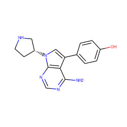 Nc1ncnc2c1c(-c1ccc(O)cc1)cn2[C@@H]1CCNC1 ZINC000027993362