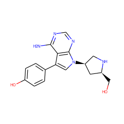 Nc1ncnc2c1c(-c1ccc(O)cc1)cn2[C@H]1CN[C@@H](CO)C1 ZINC000027981740