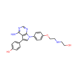 Nc1ncnc2c1c(-c1ccc(O)cc1)cn2-c1ccc(OCCNCCO)cc1 ZINC000040898925