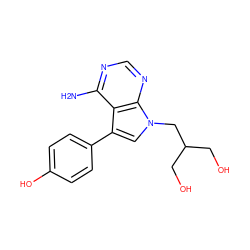 Nc1ncnc2c1c(-c1ccc(O)cc1)cn2CC(CO)CO ZINC000040401286