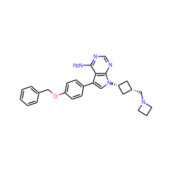 Nc1ncnc2c1c(-c1ccc(OCc3ccccc3)cc1)cn2[C@H]1C[C@@H](CN2CCC2)C1 ZINC000252515642