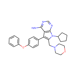 Nc1ncnc2c1c(-c1ccc(Oc3ccccc3)cc1)c(CN1CCOCC1)n2C1CCCC1 ZINC000026270138