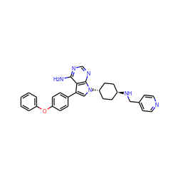 Nc1ncnc2c1c(-c1ccc(Oc3ccccc3)cc1)cn2[C@H]1CC[C@H](NCc2ccncc2)CC1 ZINC001772657352