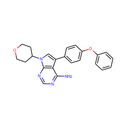 Nc1ncnc2c1c(-c1ccc(Oc3ccccc3)cc1)cn2C1CCOCC1 ZINC000008582026