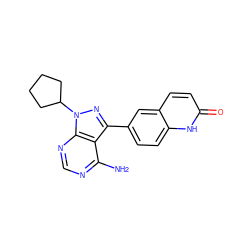 Nc1ncnc2c1c(-c1ccc3[nH]c(=O)ccc3c1)nn2C1CCCC1 ZINC000064510323