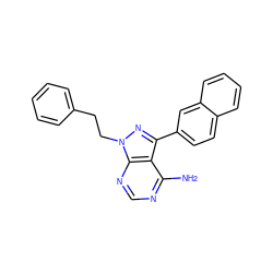 Nc1ncnc2c1c(-c1ccc3ccccc3c1)nn2CCc1ccccc1 ZINC000064531903