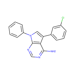 Nc1ncnc2c1c(-c1cccc(Cl)c1)cn2-c1ccccc1 ZINC000003815377