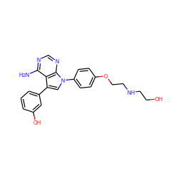 Nc1ncnc2c1c(-c1cccc(O)c1)cn2-c1ccc(OCCNCCO)cc1 ZINC000040899195