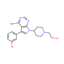 Nc1ncnc2c1c(-c1cccc(O)c1)cn2C1CCN(CCO)CC1 ZINC000001493882