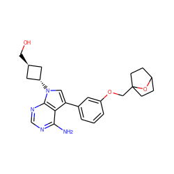 Nc1ncnc2c1c(-c1cccc(OCC34CCC(CC3)O4)c1)cn2[C@H]1C[C@H](CO)C1 ZINC000116187182