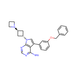 Nc1ncnc2c1c(-c1cccc(OCc3ccccc3)c1)cn2[C@H]1C[C@H](N2CCC2)C1 ZINC000253918525