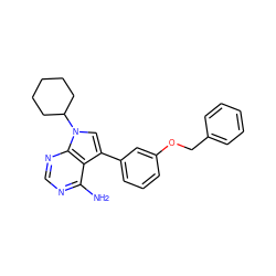 Nc1ncnc2c1c(-c1cccc(OCc3ccccc3)c1)cn2C1CCCCC1 ZINC000203008456