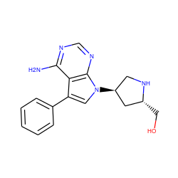 Nc1ncnc2c1c(-c1ccccc1)cn2[C@H]1CN[C@H](CO)C1 ZINC000004638112