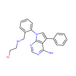 Nc1ncnc2c1c(-c1ccccc1)cn2-c1ccccc1CNCCO ZINC000028087434