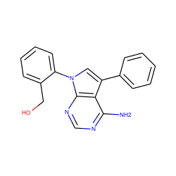 Nc1ncnc2c1c(-c1ccccc1)cn2-c1ccccc1CO ZINC000003832353