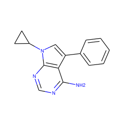 Nc1ncnc2c1c(-c1ccccc1)cn2C1CC1 ZINC000040845473