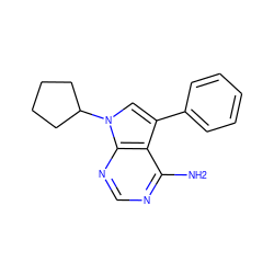 Nc1ncnc2c1c(-c1ccccc1)cn2C1CCCC1 ZINC000000022669