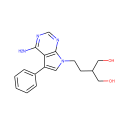 Nc1ncnc2c1c(-c1ccccc1)cn2CCC(CO)CO ZINC000000022912