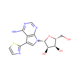 Nc1ncnc2c1c(-c1nccs1)cn2[C@@H]1O[C@H](CO)[C@@H](O)[C@H]1O ZINC000072107668