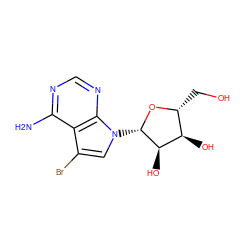 Nc1ncnc2c1c(Br)cn2[C@@H]1O[C@H](CO)[C@@H](O)[C@H]1O ZINC000005161614