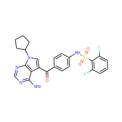 Nc1ncnc2c1c(C(=O)c1ccc(NS(=O)(=O)c3c(F)cccc3F)cc1)cn2C1CCCC1 ZINC000096928058