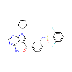 Nc1ncnc2c1c(C(=O)c1cccc(NS(=O)(=O)c3c(F)cccc3F)c1)cn2C1CCCC1 ZINC000096928057