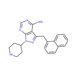 Nc1ncnc2c1c(Cc1cccc3ccccc13)nn2C1CCNCC1 ZINC000071294260