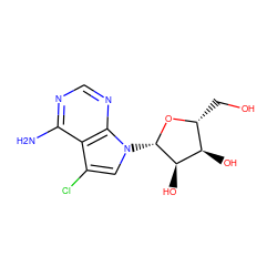 Nc1ncnc2c1c(Cl)cn2[C@@H]1O[C@H](CO)[C@@H](O)[C@H]1O ZINC000005161615