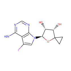 Nc1ncnc2c1c(I)cn2[C@@H]1OC2(CC2)[C@@H](O)[C@H]1O ZINC000013674231